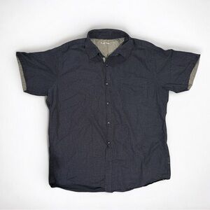 Airwalk Men’s Navy Blue Micro Polka Dot Short Sleeve Button Down Shirt -